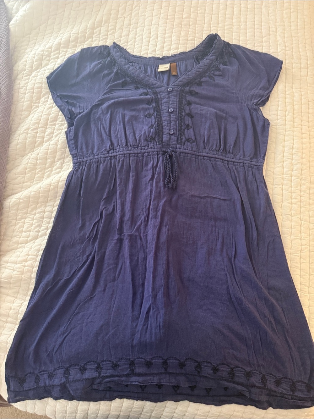 Women's Navy Blue Short Sleeve Peasant Dress Size XL